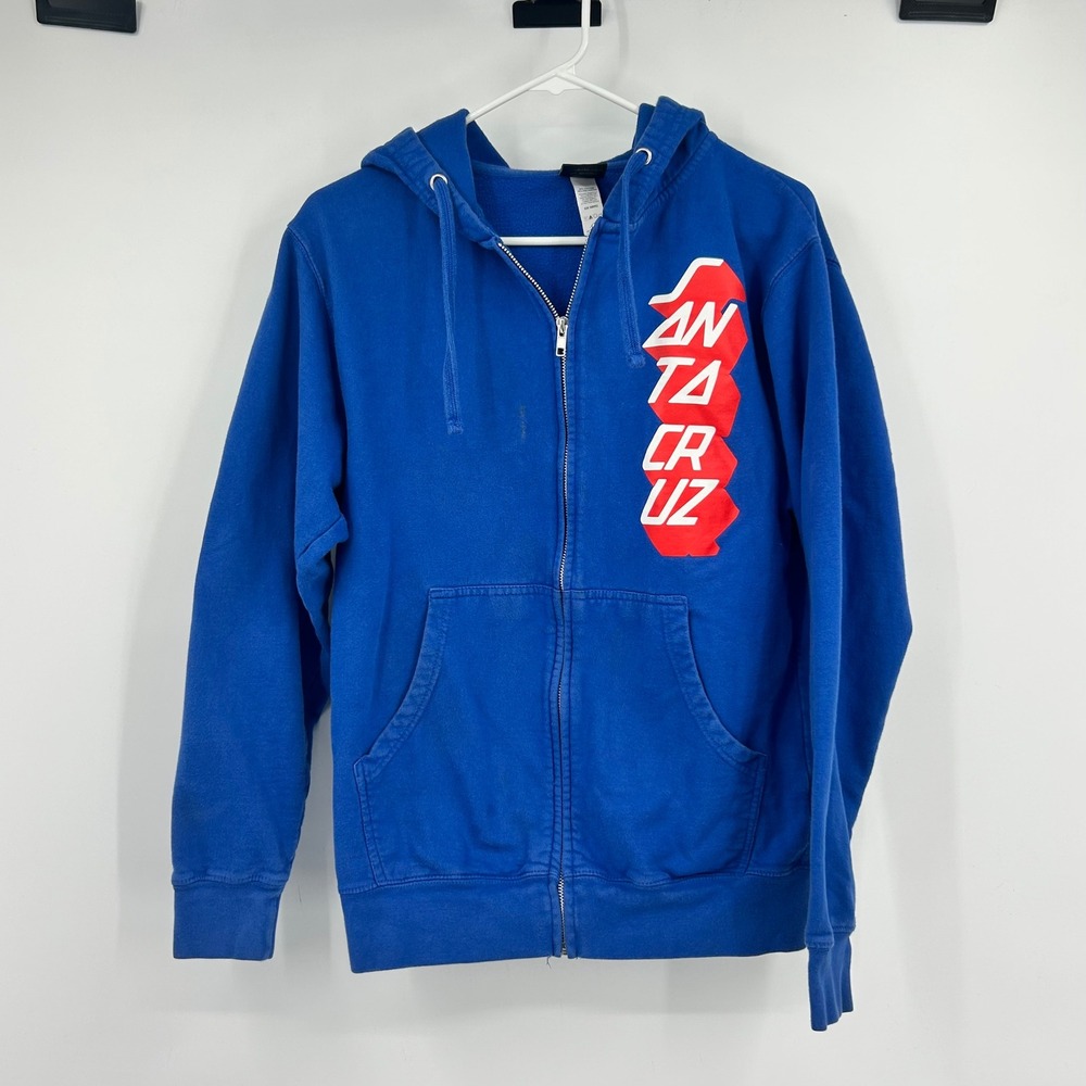 Santa Cruz Stacked Step Strip Zip Hoodie Royal Blue Womens Small Graphic Logo